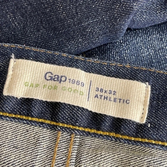 Gap Men’s 1969 Athletic Cut Jeans‎ Size 38x32 Rinse Dark Denim - Picture 4 of 6